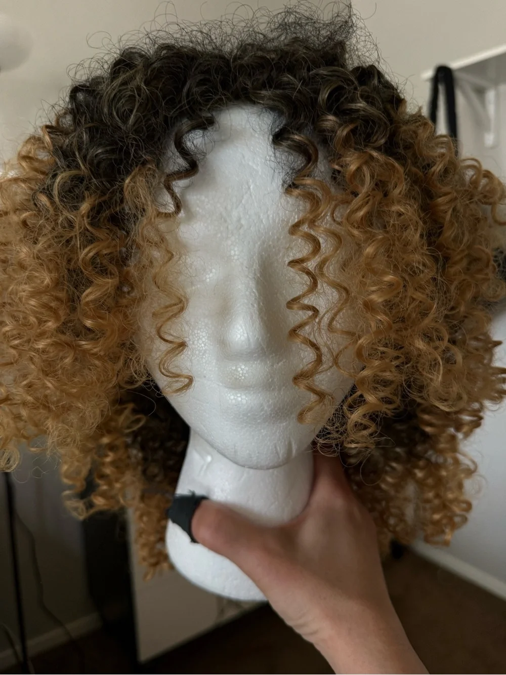 Curly Ombre Synthetic Wig - Brown to Blonde